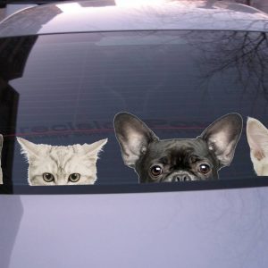Funny Cat Dog Half Face Car Stickers