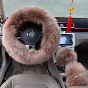 Stylish Three-piece wool steering wheel cover