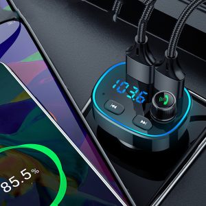 Bluetooth MP3 Player FM Transmitter Colorful Atmosphere Light Display