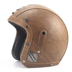Retro 34 Motorcycle Half Face Leather Helmet