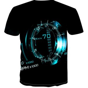 3D Printed T-shirt Car Dashboard Theme Short Sleeves