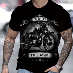 Men's Retro Style Motorcycle I'm Not OLD I'm CLASS Round Neck T-shirt