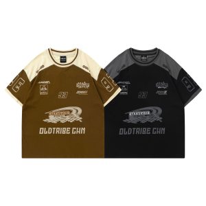 Trendy Embroidered Motorcycle Short-sleeved T-shirt