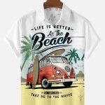 Men's Summer Hawaiian Car Digital Print Shirt