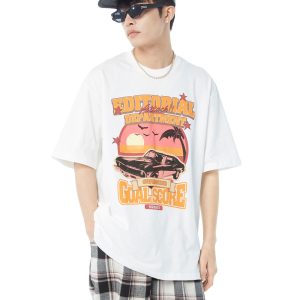 Men's Classic Car T-Shirt Sunset Print