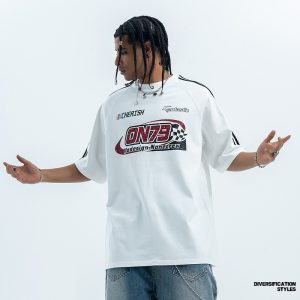 American Retro Raglan Racing Car T-shirt Men And Women