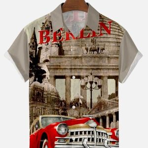 Men's Summer Hawaiian Car Digital Print Shirt