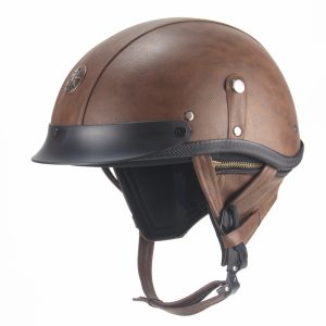 Retro Personalized Helmet Half Pedal Motorcycle American Cruise Leather Handmade